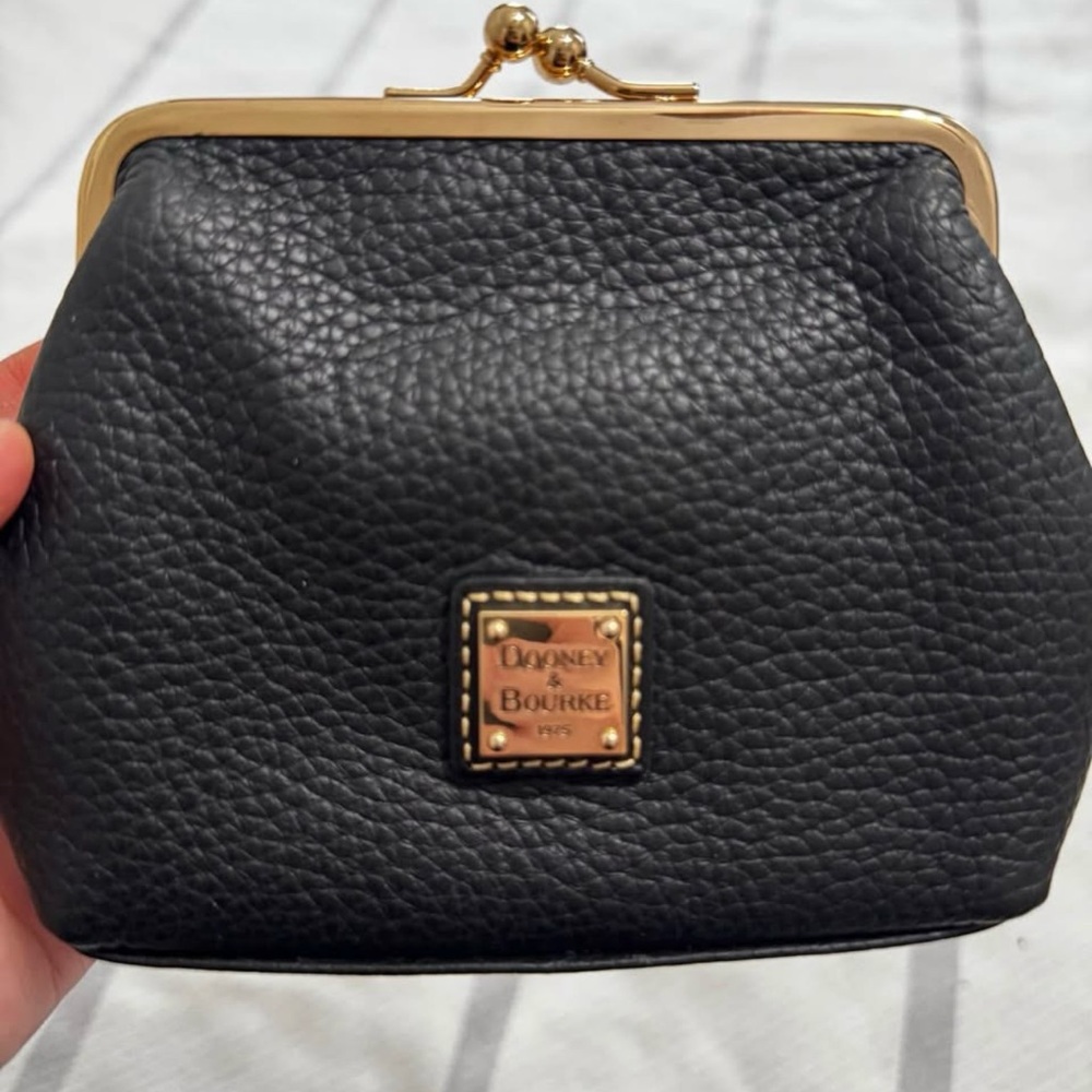 Dooney & Bourke Black Leather kisslock coin purse